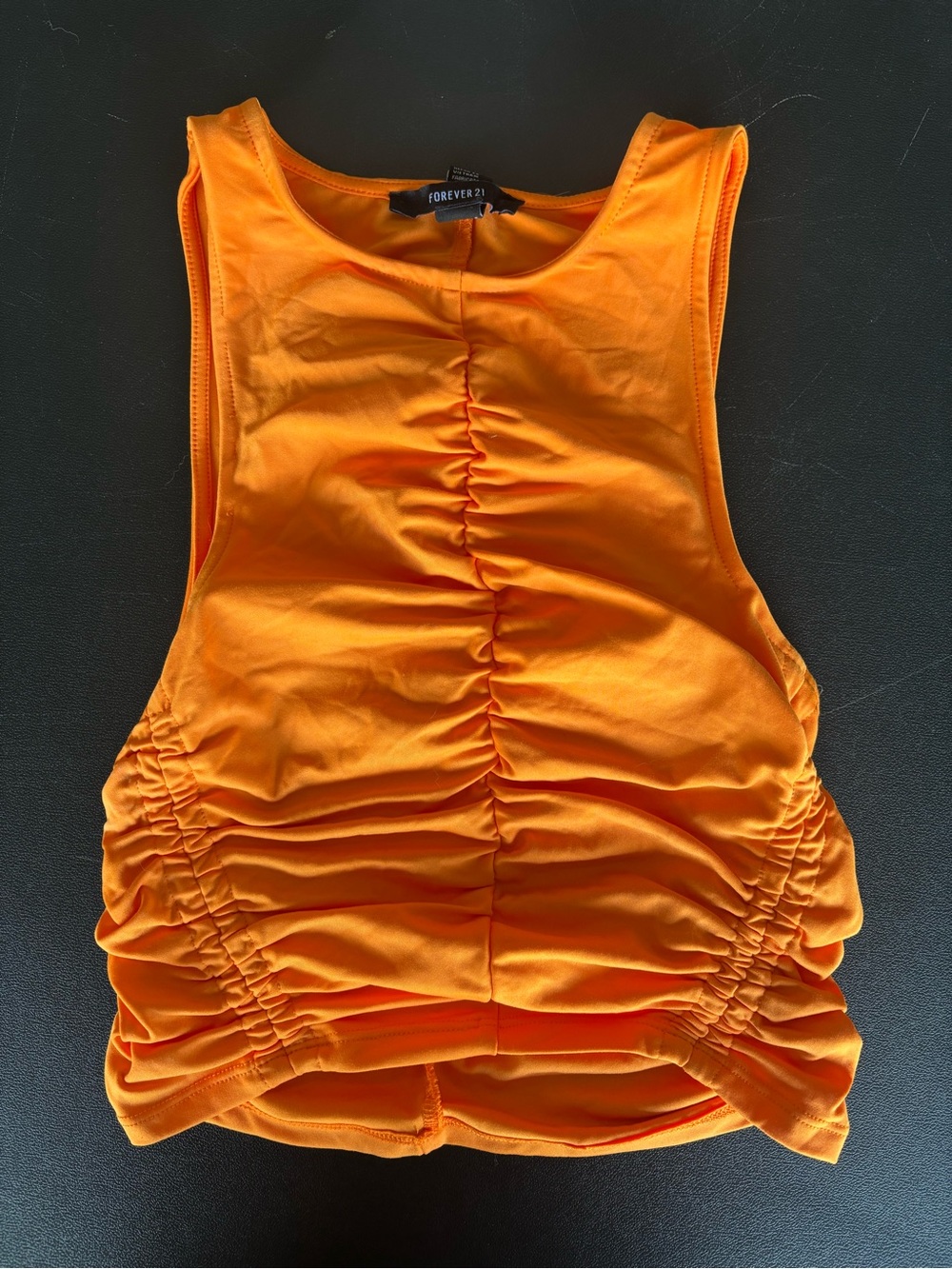 Forever 21 Bright Orange Ruched Sleeveless Tank